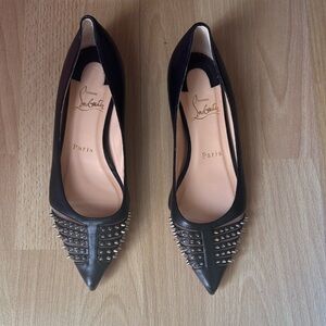 Christian Louboutin Black Spiked Flats